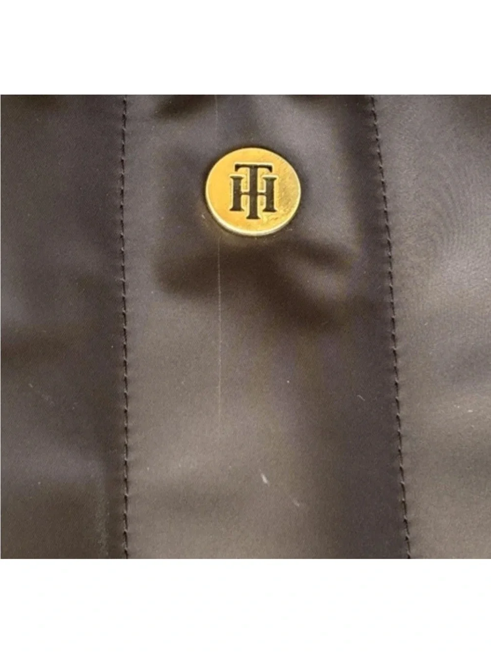 Tommy Hilfiger Double Top Handle Purse Tote Black 100% Nylon 12” X 11” X 4”